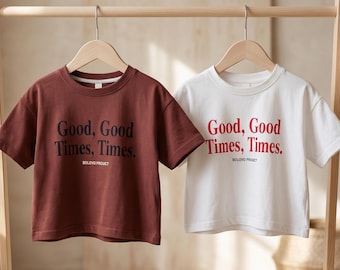 Camiseta unisex de algodón para niños pequeños, estampado de la letra "Good Times", manga corta, ideal para el verano.