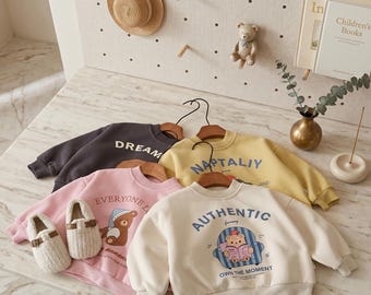 Cartoon Samt Dick Kleinkind Sweatshirt - Warm Gerippt Rundhals Pullover Herbst Kinder Kleidung Geschenk