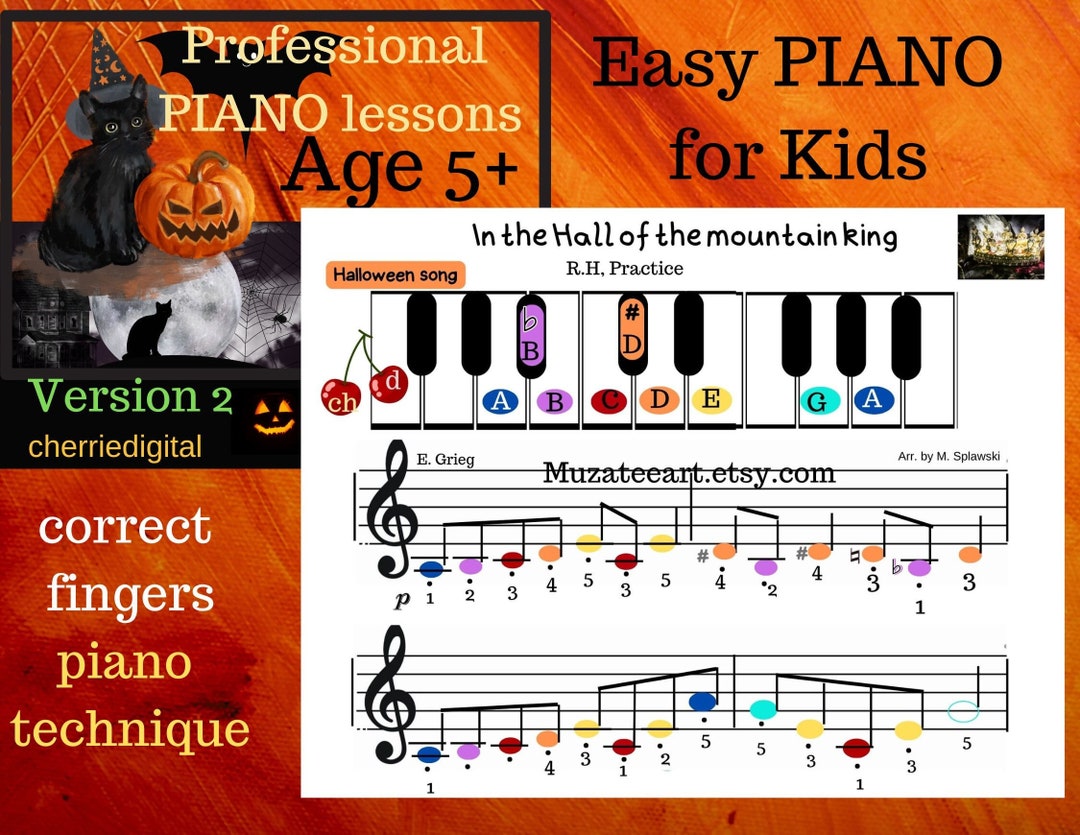 Easy Halloween Piano Sheet Music in the Hall of the Mountain Etsy