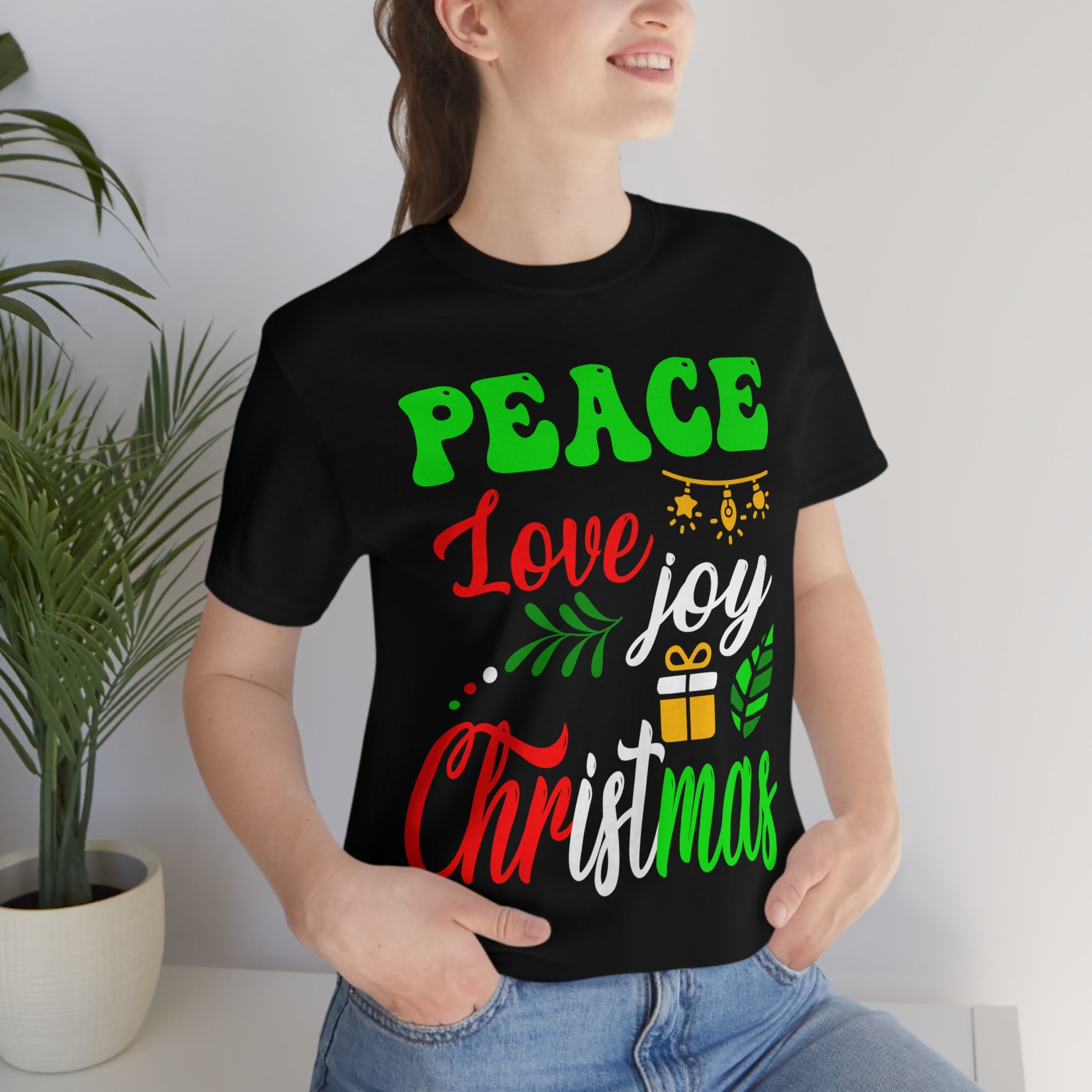 Discover Peace Love Joy Christmas Shirt, Family Christmas Shirts, New Year T-shirt