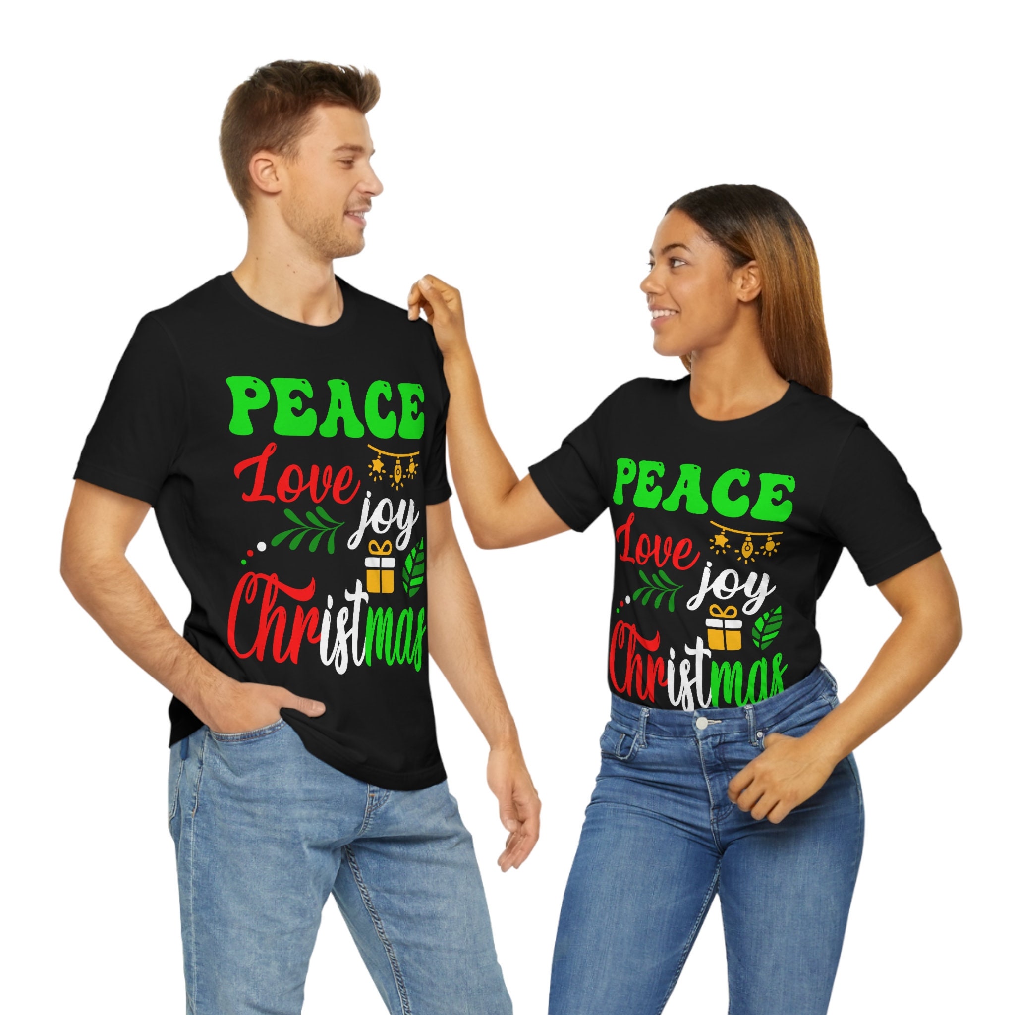 Discover Peace Love Joy Christmas Shirt, Family Christmas Shirts, New Year T-shirt