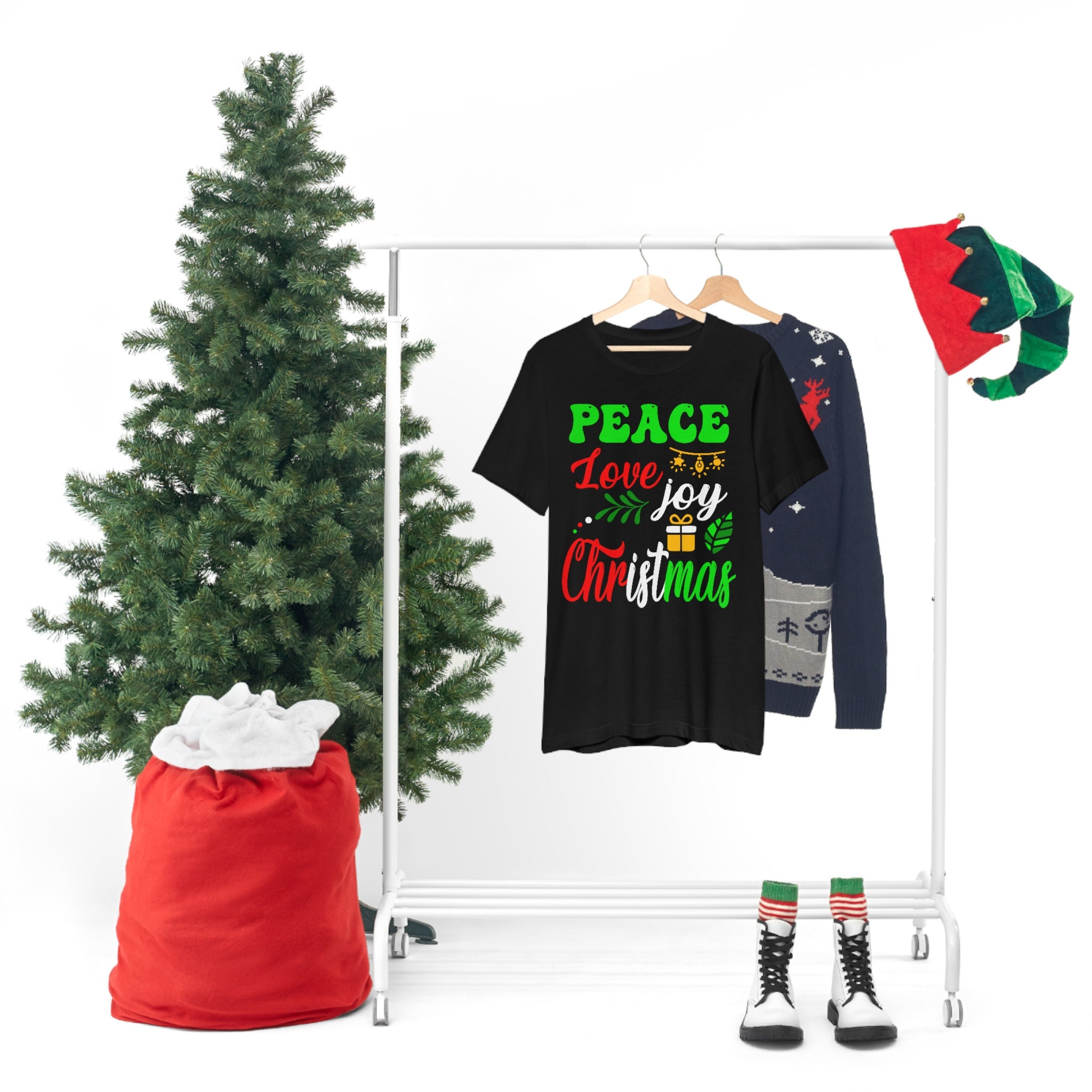 Discover Peace Love Joy Christmas Shirt, Family Christmas Shirts, New Year T-shirt