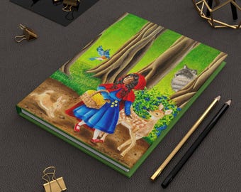 Rotkäppchen im Wald Art Print, Kid Journal, Schul Notebook, Geschenk für Autoren, Geschenk für Künstler, Klassisches Märchen Art Print