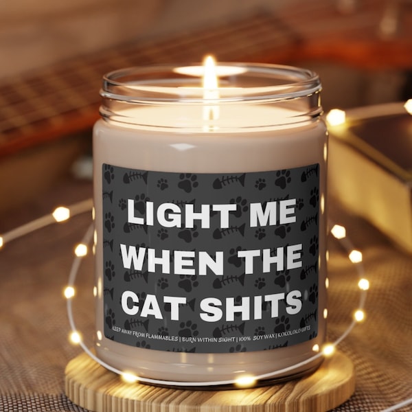 Cat Gifts, Cat Candle, Light Me When The Cat Shits, Cat Mom Gift, Funny Candles, Cat Owner Gift, Cat Dad