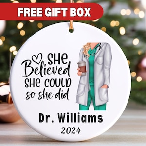 Personalized Doctor Ornament, Medical Student Keepsake Christmas Gift for Doctor First Year Doctor Future Doctor Phd Gift Physician Gift
