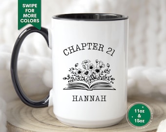Custom 21st Birthday Gift, Chapter 21 Mug Personalized 21st Birthday Cup For Book Lover Best Friend Twenty One Year Old Booktrovert