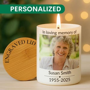 Memorial Photo Candle Personalized Candle for Loss of Loved One In Loving Memory Remembrance Gift Sympathy Keepsake In Memory of Grandma Mom