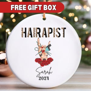 Hairstylist Gift, Personalized Hair Stylist Ornament, Hairapist Thank You Gift Hair Hustler Hair Dresser Gift Hairstylist Christmas Gift
