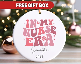 Personalized Christmas Nurse Ornament, In My Nurse Era Ornament Future Nurse Gift RN Nurse Graduation Nursing Student Nursing School