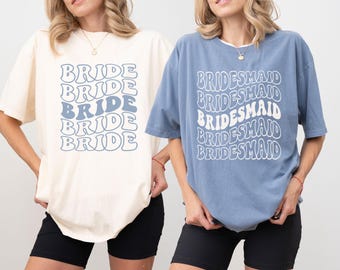 Comfort Colors Retro Bride Bridesmaid Matching Shirt, Bridal Party Shirt, Bachelorette Theme Party Tee, Matching Maid Of Honor Shirt
