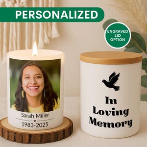 Memorial Photo Candle Personalized Candle for Loss of Loved One In Loving Memory Remembrance Gift Sympathy Keepsake In Memory of Grandma Mom
