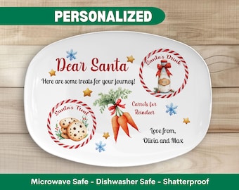 Santa Cookie Platter Personalized Christmas Eve Tray Milk and Cookies Tray with Kids' Names Holiday Tradition Custom Santa Snack Plate