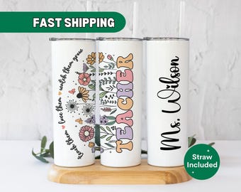 Personalized Teacher Tumbler, Teacher Appreciation Gift, Tumbler for Teacher, Custom Name Back to School Gift, Teach Them Love Them
