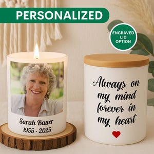 Memorial Photo Candle Personalized Candle for Loss of Loved One In Loving Memory Remembrance Gift Sympathy Keepsake In Memory of Grandma Mom