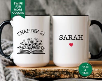 Custom 21st Birthday Gift, Chapter 21 Mug Personalized 21st Birthday Cup For Book Lover Best Friend Twenty One Year Old Booktrovert
