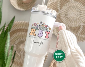 Personalized Rbt 40oz Tumbler Behavior Technician Gift ABA Therapist Gift Retro Behavior Analyst Travel Mug Registered Behavior Technician