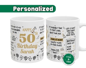 50th Birthday Gift Personalized 50 Birthday Mug Funny Birthday Coffee Cup Humor Milestone Gift for Wome Fifty Birthday Sarcastic Present