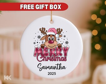 Baby First Christmas Ornament Newborn Ornament Reindeer Keepsake My first Christmas New Baby Girl Gift Personalized Ornament for Baby Shower