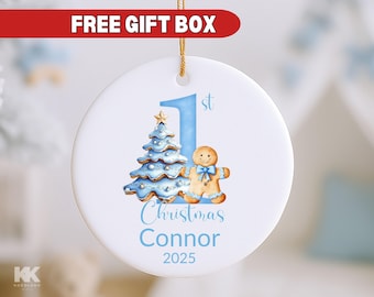 Baby's First Christmas Ornament Newborn Ornament Keepsake My first Christmas New Baby Gift Personalized Ornament for Boy