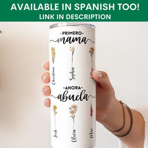 Personalized First Mom Now Grandma Tumbler, Custom Grandma's Garden, Birth Month Flower, Mothers Day Gift, Grandma Gift, Kids Names image 7