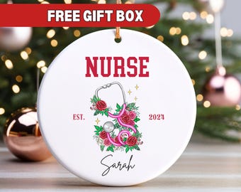 Nurse Christmas Ornament, Personalized New Nurse Gift First Year Nurse Ornament BSN Graduate Rn Gift New Nurse Keepsake Gift for Nurse