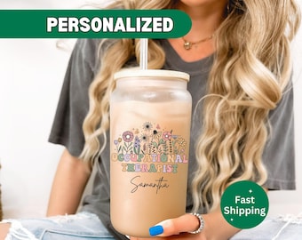 Personalized Occupational Therapist 16oz Tumbler, Custom Occupational Therapist Glass Cup, OT Gift, OT Appreciation Gift, Graduation Gift