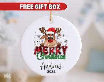 Baby First Christmas Ornament Newborn Ornament Reindeer Keepsake My first Christmas New Baby Gift Personalized Ornament for Baby Shower