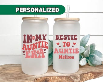 In My Auntie Era Cup, Best Friend to Auntie Pregnancy Announcement, Auntie to be Gift Promoted to Auntie, Pregnancy Reveal Glass Tumbler