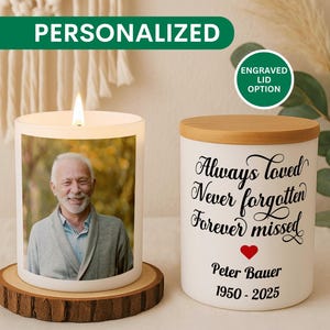 Memorial Photo Candle Personalized Candle for Loss of Loved One In Loving Memory Remembrance Gift Sympathy Keepsake In Memory of Father