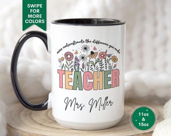 Teacher Gift with Name Custom Teacher Mug Appreciation Gift For Teacher Personalized Thank You Gift Teacher Retirement Gift End of Year
