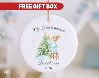 Baby's First Christmas Ornament Newborn Ornament Keepsake My first Christmas New Baby Gift Personalized Ornament for Boy
