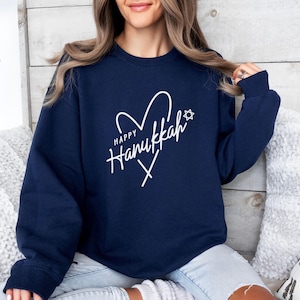 Happy Hanukkah Sweatshirt, Hanukkah Gifts Happy Hanukkah Jewish Gift Chanukah Sweatshirt Hanukkah Gift