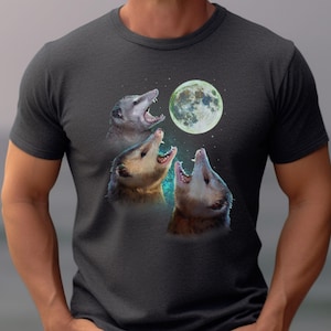 Opossum Moon Shirt, Three Possum Howling at The Moon Vintage Shirt, Unisex Retro Opossum Tshirt, Funny Possum Lover Gifts Meme Shirt