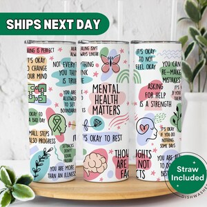 Mental Health Matters Tumbler, Daily Affirmations, Mental Health Awareness, Best Friend Gift, Mental Breakdown, Mental Support Cup