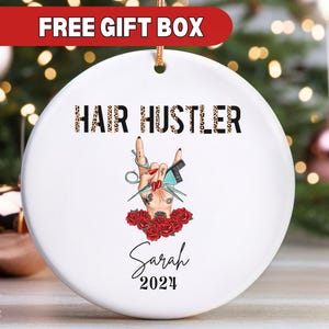 Hairstylist Gift, Personalized Hair Stylist Ornament, Hairapist Thank You Gift Hair Hustler Hair Dresser Gift Hairstylist Christmas Gift