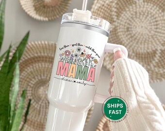 Personalized Mama 40oz Tumbler with Kids Names Custom Mama Tumbler Mother's Day Gift From Children New Mom Gift for Mom Birthday