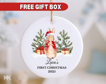 Baby First Christmas Ornament Newborn Ornament Bunny Keepsake My first Christmas New Baby Gift Personalized Ornament for Baby Shower