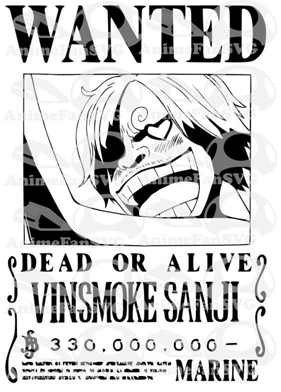 Sanji Wanted Poster SVG Etsy España