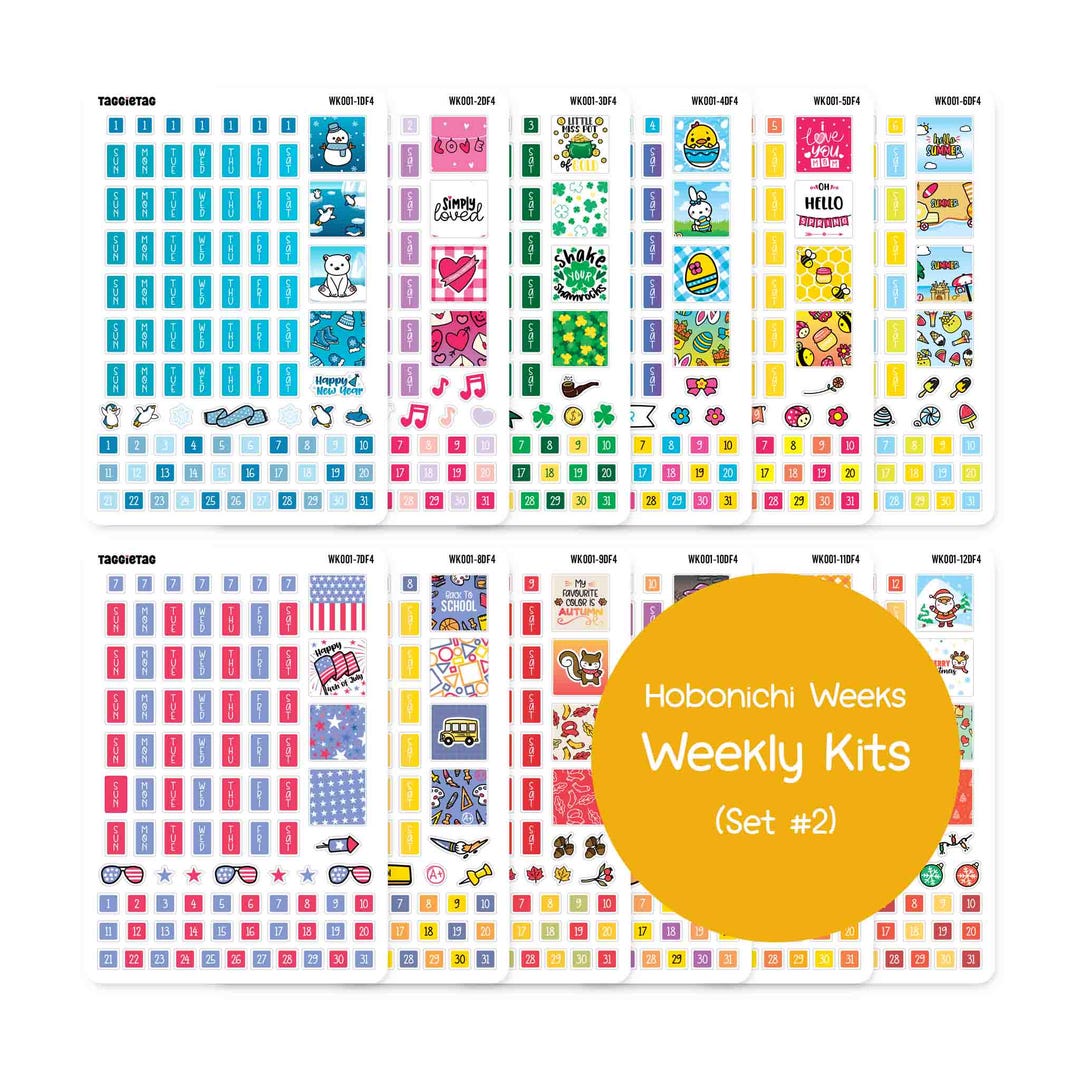 Set #2 Weekly Planner Stickers Bundle Kit for Hobonichi Weeks Planners ...
