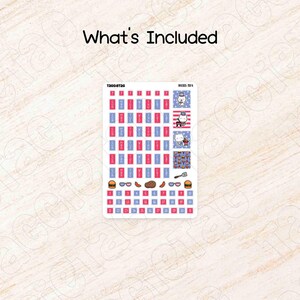 Includes a sheet of July July 4th BBQ Hobonichi Weeks Weekly Planner Sticker Kit | Red & Blue Patriotic Theme Fits Hobonichi Weeks