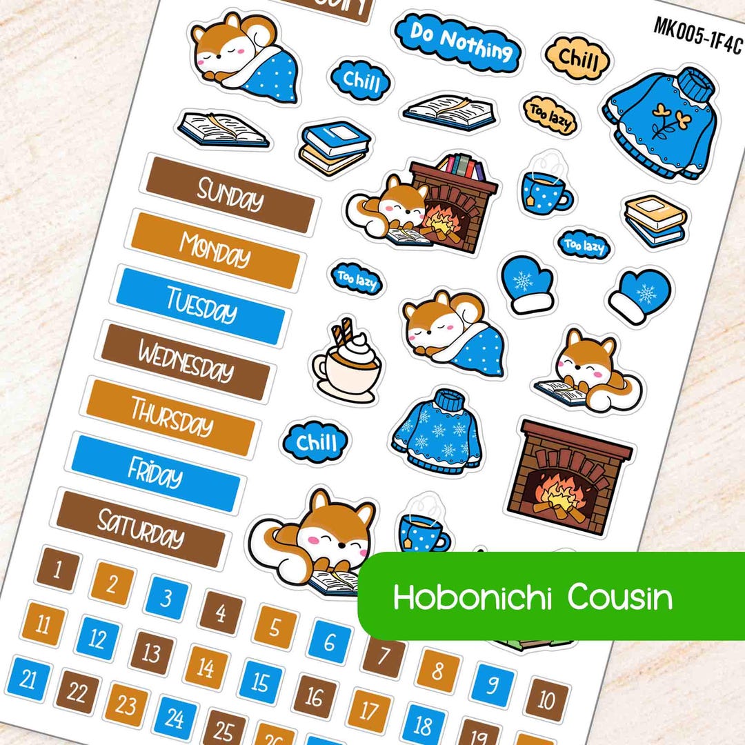 January Cozy Winter Theme Planner Stickers | Hobonichi Cousin Monthly ...