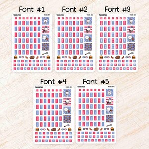 July July 4th BBQ Hobonichi Weeks Weekly Planner Sticker Kit | Red & Blue Patriotic Theme Fits Hobonichi Weeks available in 5 different fonts