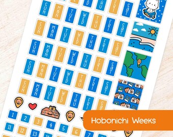June Travel Hobonichi Weeks Weekly Planner Sticker Kit | Blue & Yellow Theme Fits Hobonichi Weeks
