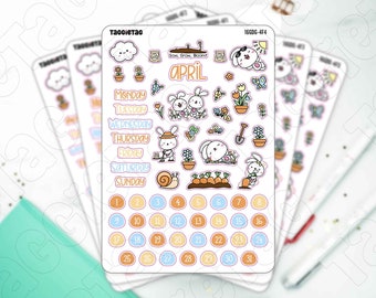 Bunny Gardening Planner Stickers - April Monthly Stickers