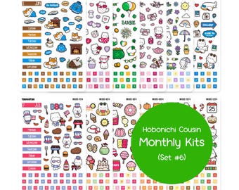 Set #6 12-Months Hobonichi Cousin A5 Planner Stickers Bundle | January to December Stickers Bundle for A5 Hobonichi Cousin Planner