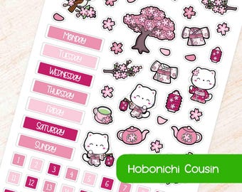April Cherry Blossom Hobonichi Cousin A5 Monthly Planner Sticker Kit - Sakura Theme | Fits Hobonichi Cousin A5 Planner