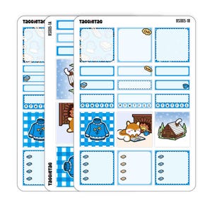 Winter Cozy Box Stickers Kit | Box Stickers for Planners and Bullet Journals and Hobonichi Cousin A5 Planner