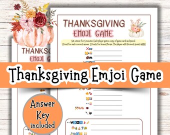 Thanksgiving Emoji Spiel, Thanksgiving Spiele zum Ausdrucken, Familienessen Spiele, Familienspiele, Spiele für Kinder, Aktivität, Spaß, Herbst Party Spiele