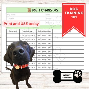 Dog Training Log, Puppy Training Log, Dog Training Journal, Dog Training Tracker, NOT Editable Instant Download, Dog Training Printable