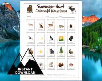 Colorado Mountains Scavenger Hunt, Scavenger Hunt,  Colorado Wedding, Outdoor Scavenger Hunt for Kids, Games, Youth Group , Teens, families